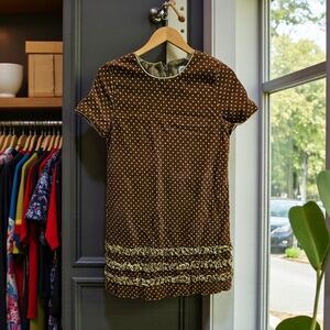 Luli & Me Brown Corduroy Polka Dot Dress Sz 10